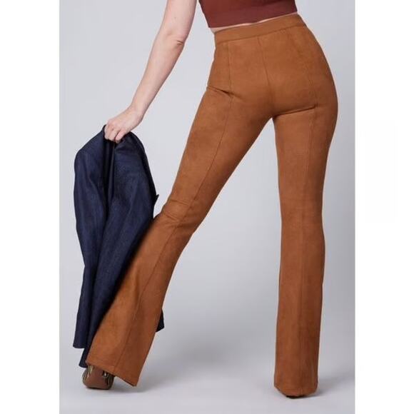 SPANX Faux Suede Flare Pants Caramel Brown Womens 2X - Picture 2 of 11